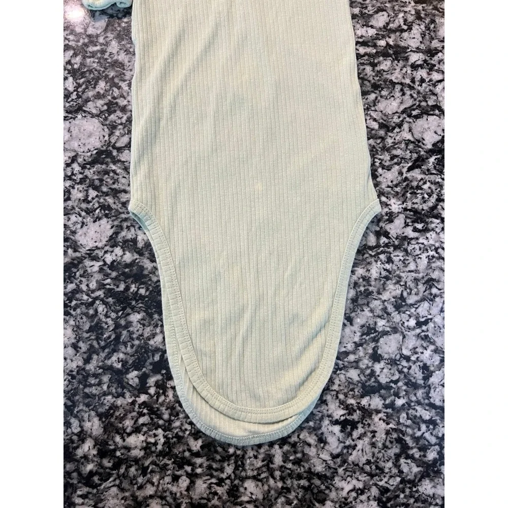 Baby Essentials Sage Green Ribbed Henley Sleeper Gown Pine Tree 3M (0948)
